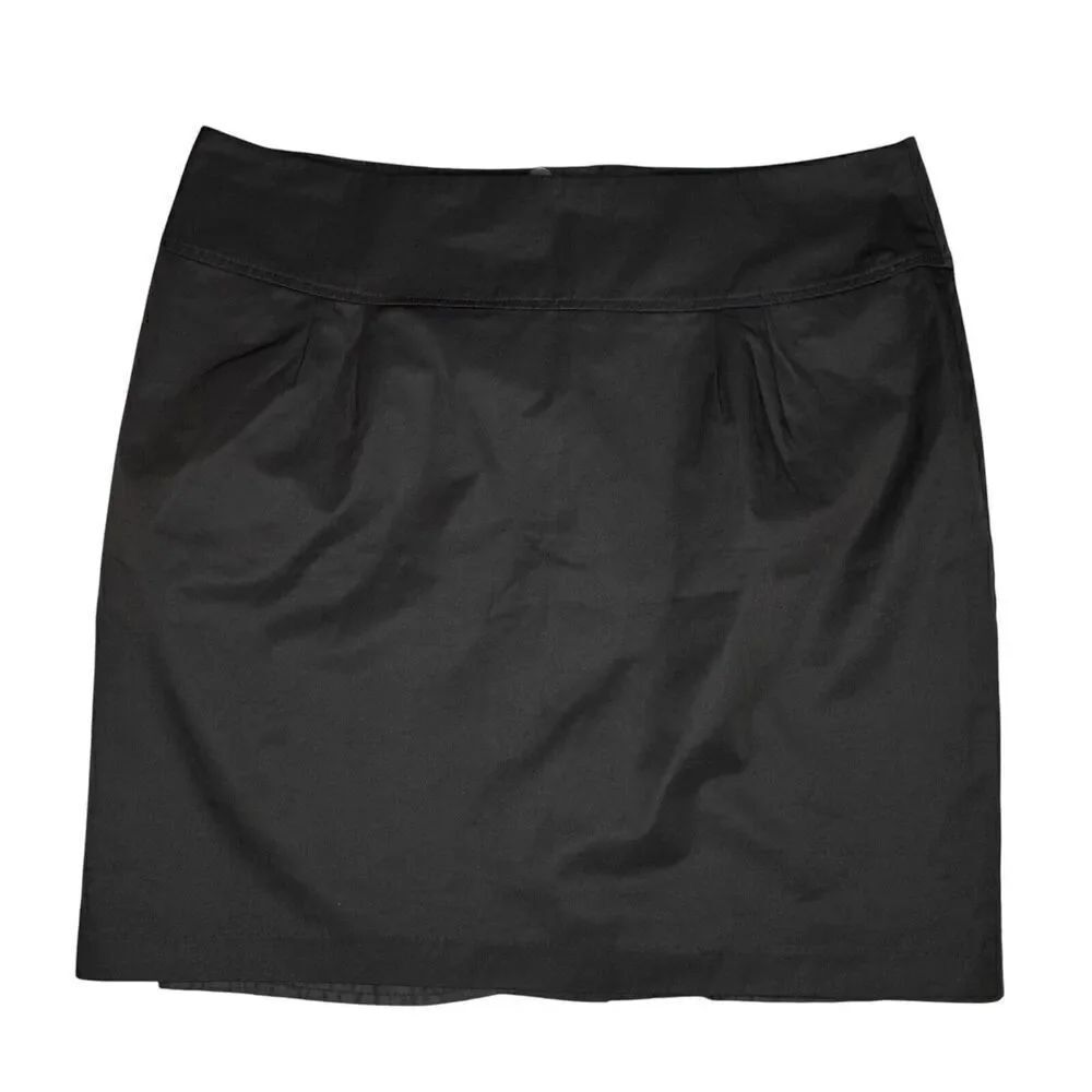 H&M Sz 16 Skirt Women’s Classic Black Cotton Blend Pencil Mini 19” Lined Zipper